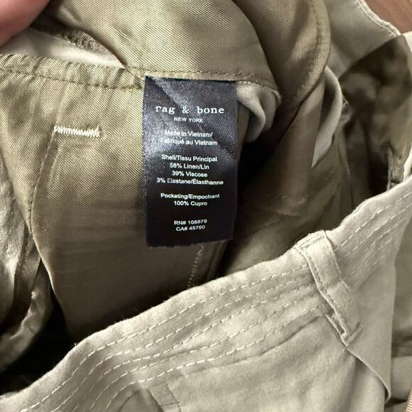 Rag & Bone Ivy Linen Blend Culotte Wide Leg Pants Sage Green Sz 8 Old Money - Picture 5 of 8